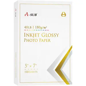 A-SUB 5R 5 X 7 Inches Glossy Cast Coated Photo Paper 48lb 180gsm for Vibrant Prints and Professional Quality