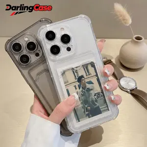 Darlingcase Clear Card Slot Wallet Case for iPhone 11/12/13/14/15/16/17, Transparent Shockproof Full Cover Card Holder Protective Shell