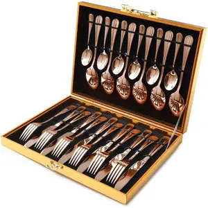 Copper/Rose  Silverware Set,  24- Stainless Steel Flatware Set, Service of 6