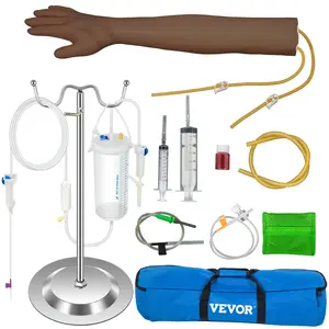 Summervibes VEVOR Phlebotomy Practice Kit, Dark Skin IV Practice Kit Venipuncture Learning Phlebotomy Practice Arm Kit with Infusion Stand for Nurse, Medical Students