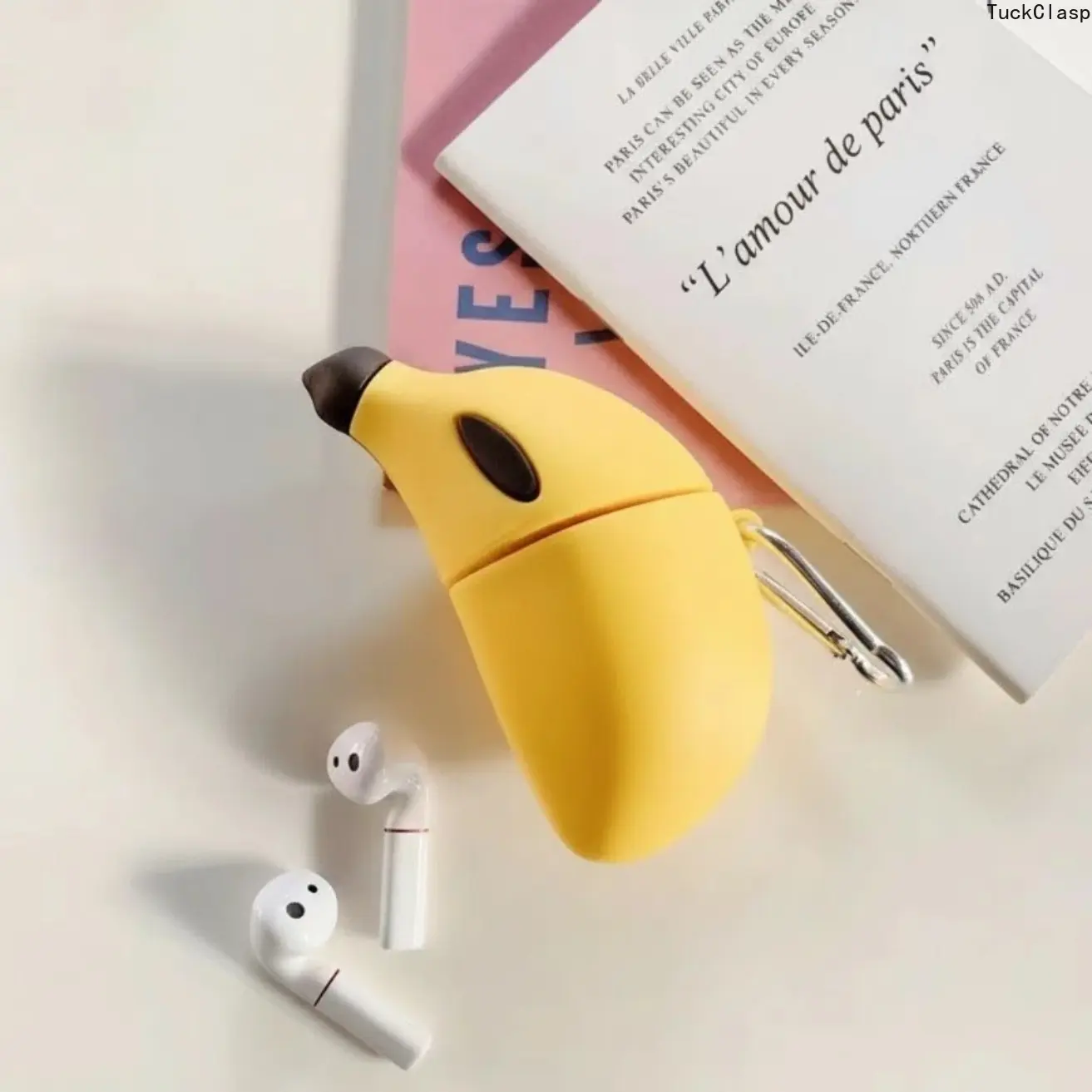 2026 New 3D Banana Earphone Case Set, Cute Cartoon Fashionable Simple Artistic Style, Compatible with Apple Pro 3/Pro 2/Pro and AirPods 4/3/2/1, 3-Piece