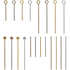 Jewelry Making Head Pins and Eye Pins Set, 1000 Pieces, Stainless Steel, Mixed Finishes Mixed Color