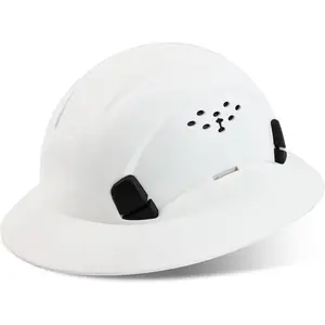 Full Brim Headgear Vented with Adjustable Ratchet 6-Point Fit for Men Women Outdoor Work Sliding Vents Reflective Stickers