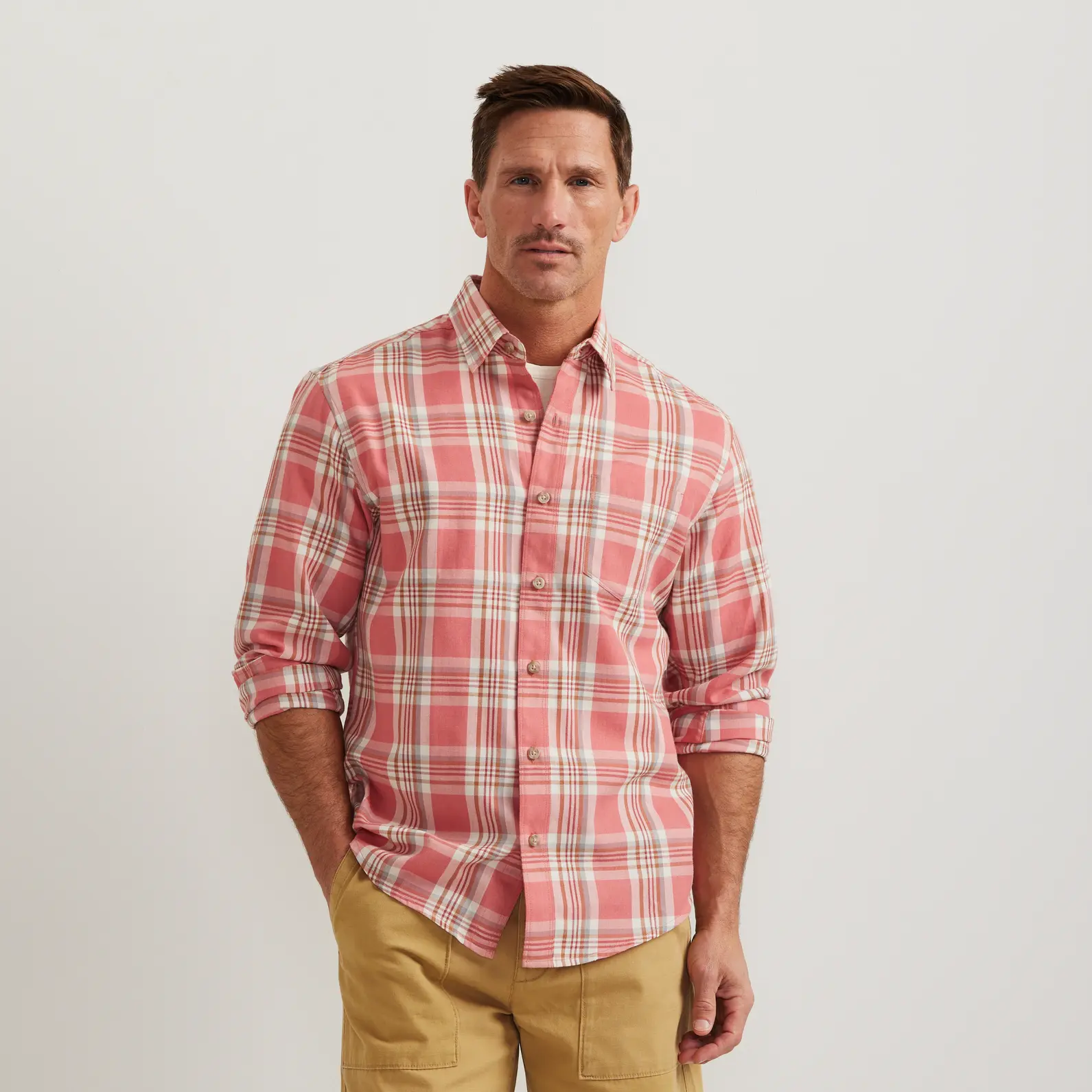 Eddie Bauer Men’s Tidelands Shirt 100% Cotton Pocket Detail Everyday