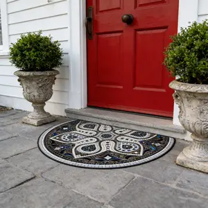 Non-Slip Polyester Door Mat, Mosaic Stone Texture Design, Indoor Outdoor Use, Soft Stress Relief Welcome Rug, Durable Home Decor Carpet, Decorative Rugs