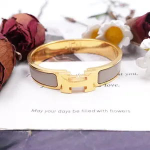 Pre-owned Hermes Clic H Grey Metal Bracelet T10395064