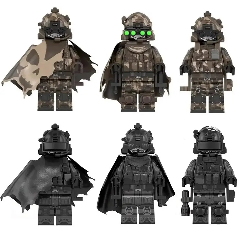 WM6147 WM6168 WM6169 Military Series SWAT Special Forces Building Block Commando Soldier City Police Cap Mini Action Figure Toys, Feet, Weapons