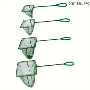 Green square fish net: sizes 7.62 cm, 10.16 cm, 12.7 cm, 15.24 cm, made of PE material, suitable for fish, pet supplies, and aquarium accessories