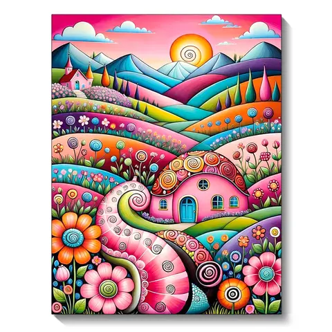 1Pc 5D Diamond Painting Set Adult Full Round Diamond Cartoon Mountain Art Mosaic Cross Stitch Set Diamond Art Set for Home Wall Decoration 11.8x15.7 Inch