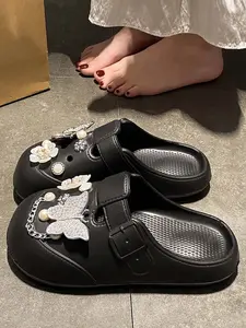 Sweet Style Open-Toe Holey Shoes for Women, Soft Sole Casual Comfortable Lightweight Beach Sandals, Versatile Commute Footwear Open Toe Slippers