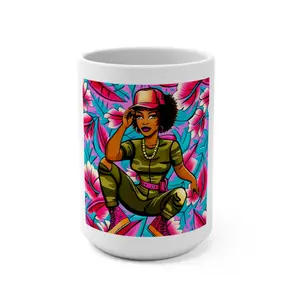 African Women Jumpsuit Camouflage Mug 15oz