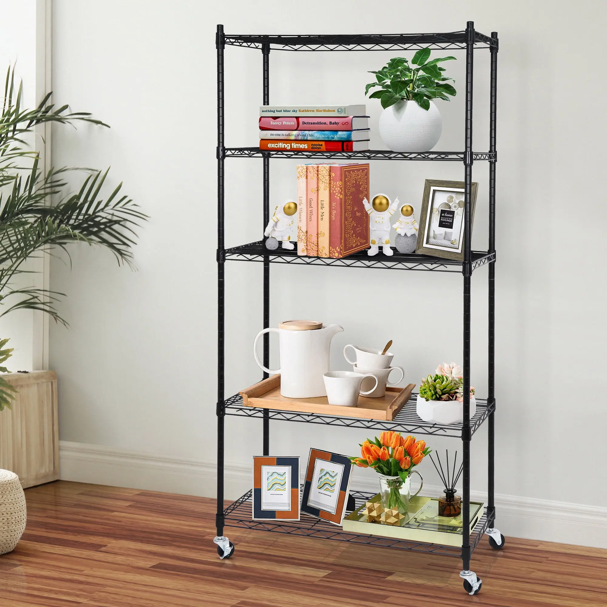 Segawe 5-Tier Adjustable Metal Wire Corner Storage Rack with ABS Components, 66lb Capacity for Kitchen Storage Organization & Home Office Use,summerwins
