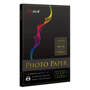 A-SUB Premium Photo Paper Luster 11x17 Inch 66lb for Inkjet Printers 50 Sheets, Single Sided