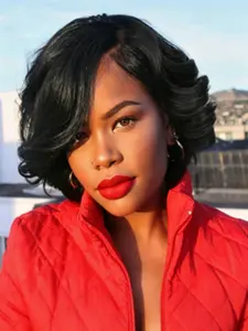 4x4 Short Wavy Wig for Women, Elastic Curl Hairpiece, Lace Parting, Side Part Wig, Multiple Colors Available, Comfortable Fit