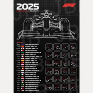 2025 Race Grand Prix Calendar Vintage Wall Art Racing Sprint Retro Poster Unframed #002