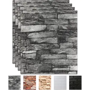 3d wall panels peel and stick waterproof foam stone 3d wallpaper self adhesive foam wallpaper for bedroom bathroom kitchen 137 151in