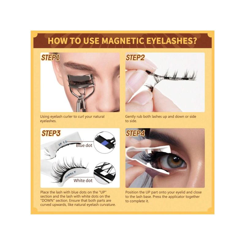2 Pairs Magnetic Eyelashes Natural Look, 2 Pairs Reusable Magnetic Eyelashes With Applicator, No Glue Needed Magnetic Eyelashes Magnetic Lashes Kit, Easy To Wear And Remove