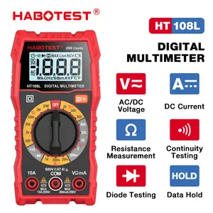 HABOTEST HT108L Digital Multimeter AC DC 2V-600V True RMS Voltage Current Meter with Diode Continuity Test and Data Hold Function