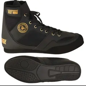 Fist Rage Boxing Shoes for Men & Women - Lightweight Mesh Combat Training Boots Unisex Design Black Sneakers