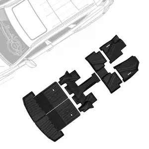 OEDRO Floor Mats & Trunk Mat with Backrest Fit for 2024 2025 Hyundai Santa Fe (Not Hybrid) 6&7 Seat, TPE All Weather Floor Liner Santa Fe Accessories