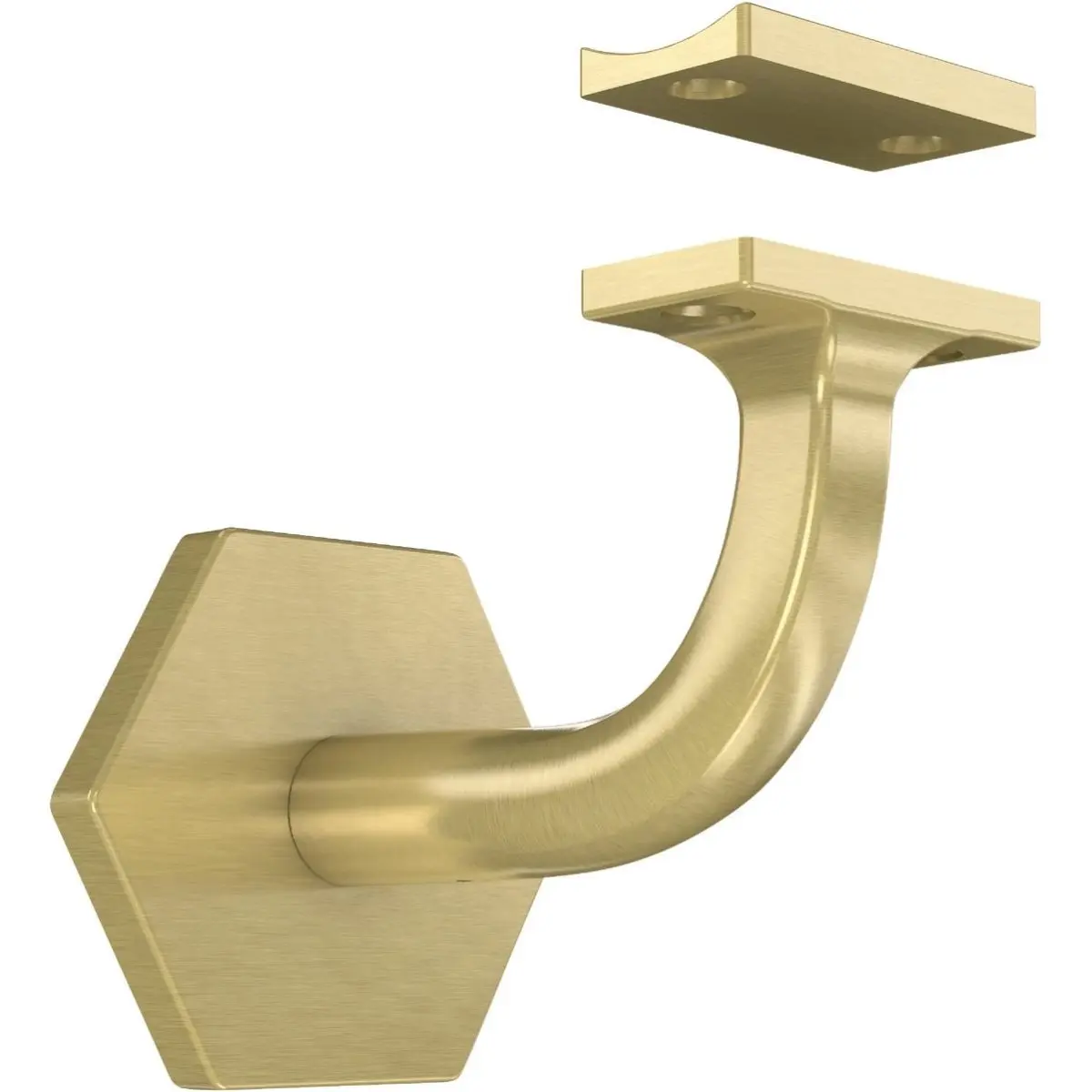212 MAIN Powell Handrail Bracket - Brushed Gold Metal Finish, Stud-Mounted, Surface-Mounted, DIY Installation for Home Supplies Hooks & Rails, Surface Mount