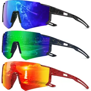 3 pack Kids Sunglasses Polarized-UV400 Protection, Boys Youth Cycling Goggles, Baseball Sunglasses With Glasses Strap