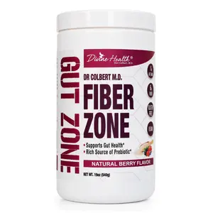 Dr. Colbert, MD Fiber Zone Powder | Berry Flavor | by Divine Health | Prebiotics | 6g Soluble & Insoluble Fiber | Psyllium Husk & Inulin | Recommended in Keto Zone Diet & Gut Zone | 19oz | 60 Servings