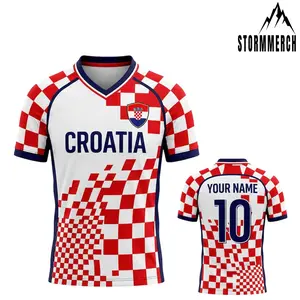 STORMMECH - Personalized Croatia 2026 Soccer Jersey, Custom Name Number Football Jersey, Red White V-Neck White Flag Game Day Shirt,White Fan Jersey, Great Gift for Players and Fans, Soccer Lover Outfit Idea