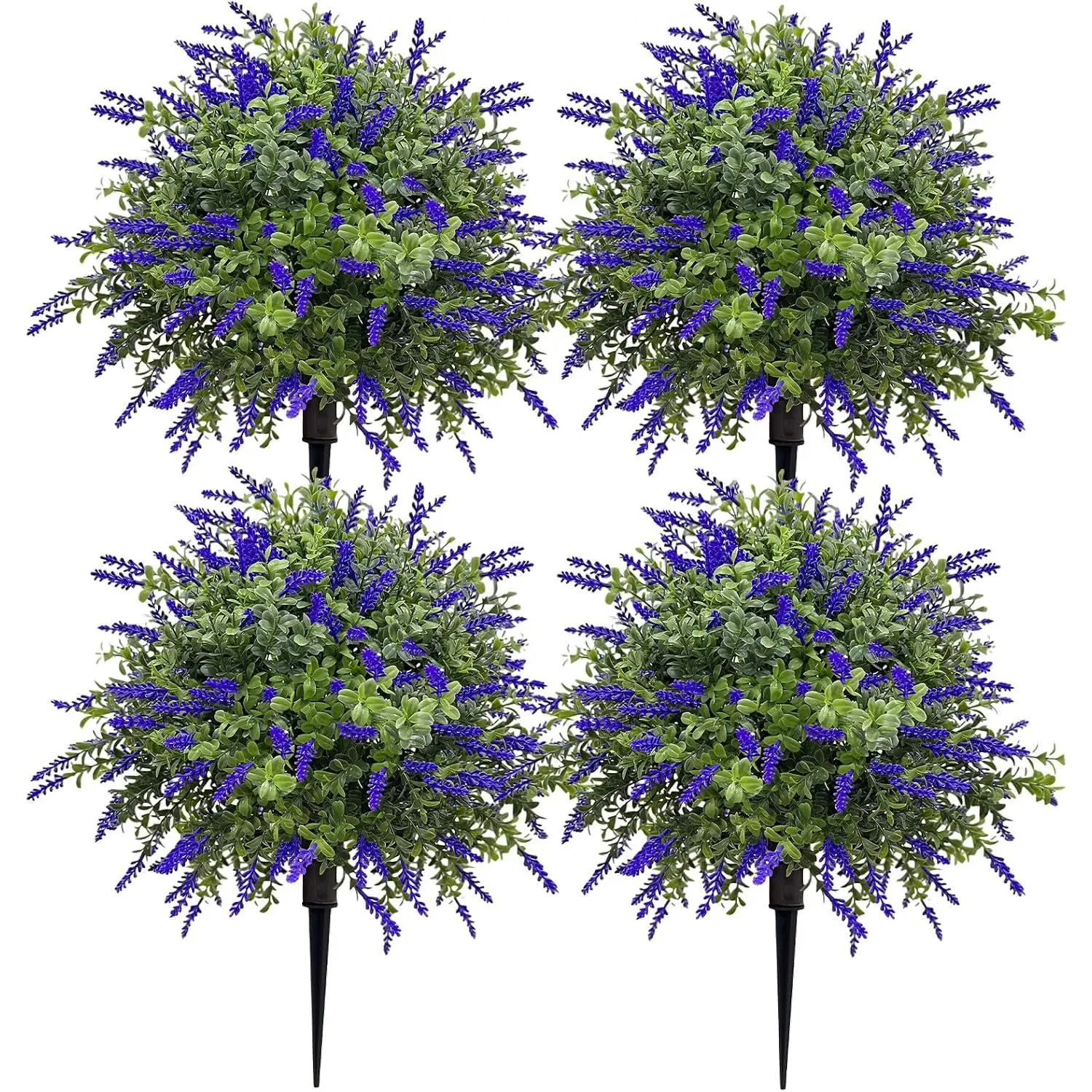 GARVEE Artificial Lavender Plant with Stake, Faux Purple Flower Bush for Outdoor & Indoor Decor, Patio, Garden, Porch, Window Box,4pcs