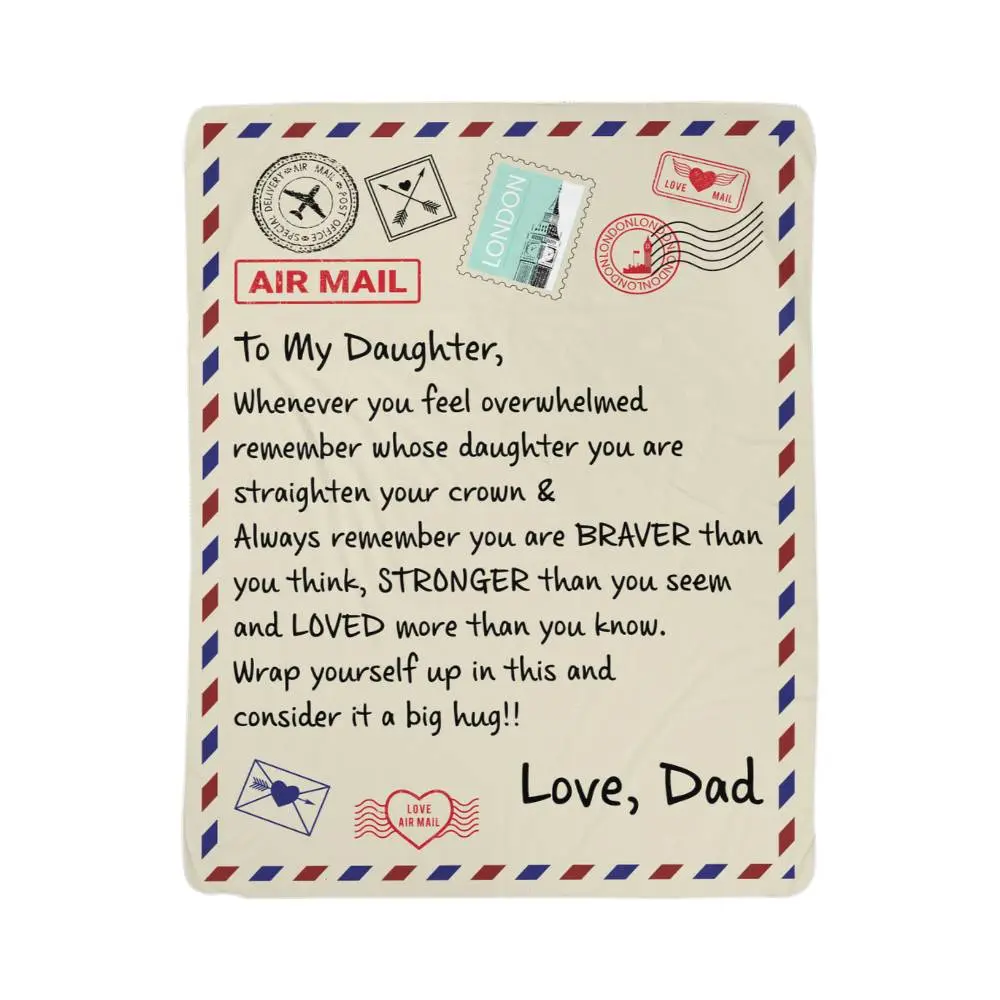 Personalized Sherpa Fleece Blanket for Daughter - 30x40 in, Machine Washable, Cozy Setup, Zigzag Stitch, Vivid Daughter Message, Customized Blanket for Watch Party, Movies, Customized Blankets