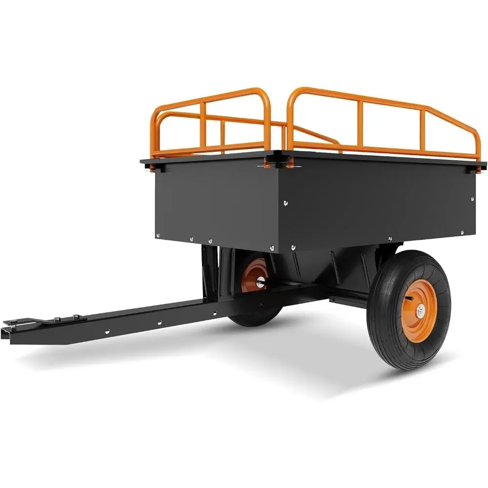 750Lbs Heavy Duty ATV Trailer Steel Dump Cart, 15 Cubic Feet Garden Utility with Removable Sides,Tow Behind Garden Trailer for Lawn Mower & Yard Work