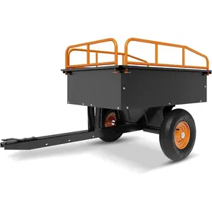 750Lbs Heavy Duty ATV Trailer Steel Dump Cart, 15 Cubic Feet Garden Utility with Removable Sides,Tow Behind Garden Trailer for Lawn Mower & Yard Work