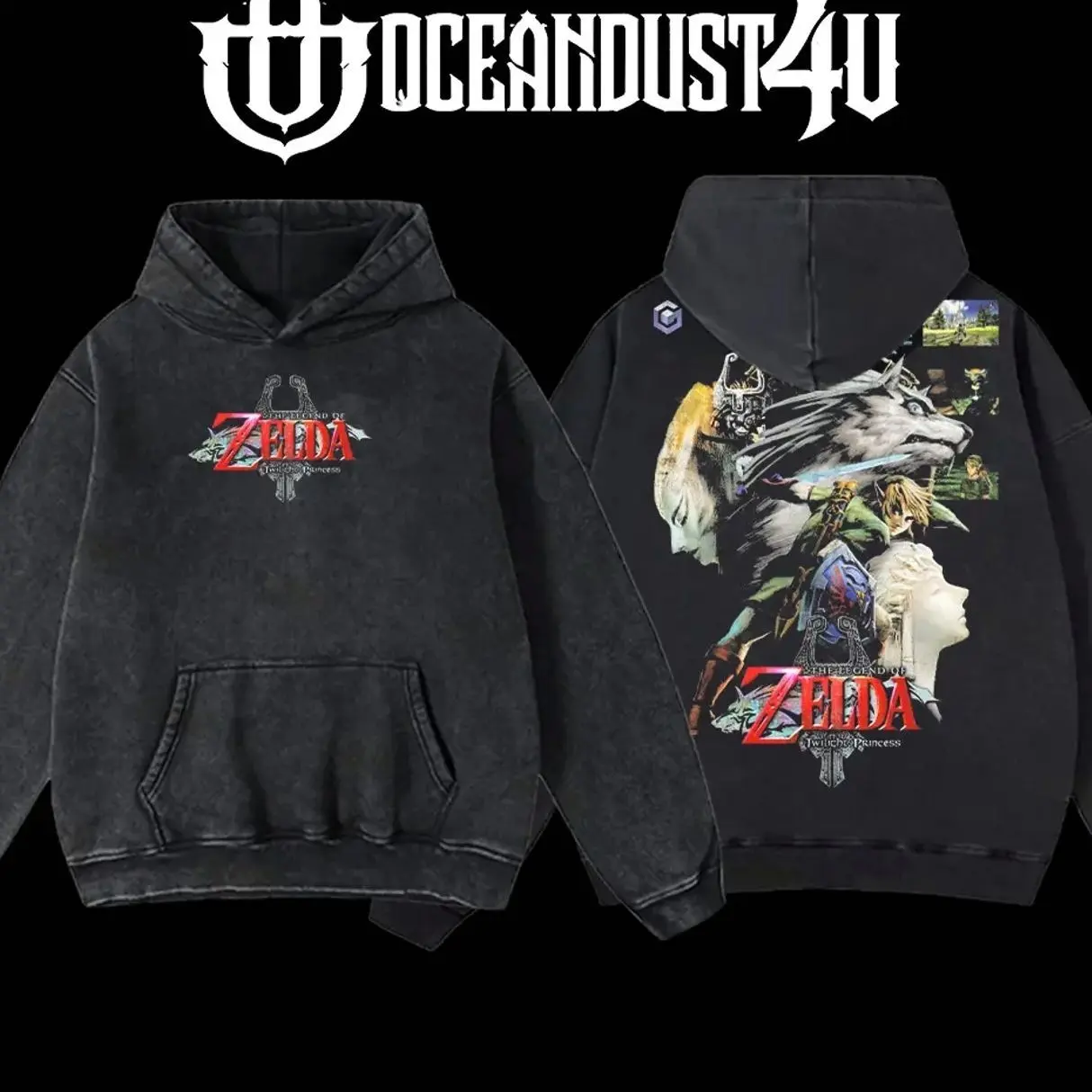 OceanDust4U The Legend of Zelda: Twilight Princess Men's Classic Cotton Fabric Hoodie - Retro Street Style, Seamless, Love-Inspired Menswear Top HJY