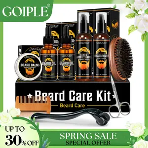 【Spring Glow-Up】Beard Kit for New Year Gift & Men Grooming & Care W/Beard Wash,3 Packs Beard Oil,Beard Balm Leave-in Conditioner Boyfriend Father’s  Gift