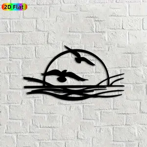1pc Seagull & Sunset Metal Wall Art, Coastal Seagull Statue Mural, Ideal Gift for New Year, Easter, Weather-Resistant Metal Wall Decor Wall Sculptures, Perfect for Outdoor Wall & Garden Fence, Coastal Decor Enthusiasts
