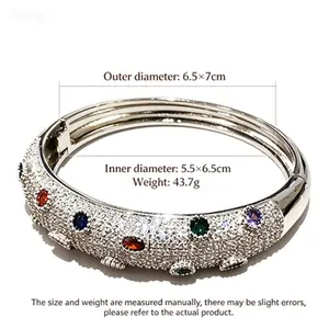 Women’s 6.5–7 in bangle and ring set featuring 18K silver-plated colored synthetic cubic zirconia; unisex stackable cuff bangle; thick silver bangle set; versatile dinner party accessories for all seasons; sturdy copper base; gorgeous, luxurious texture.