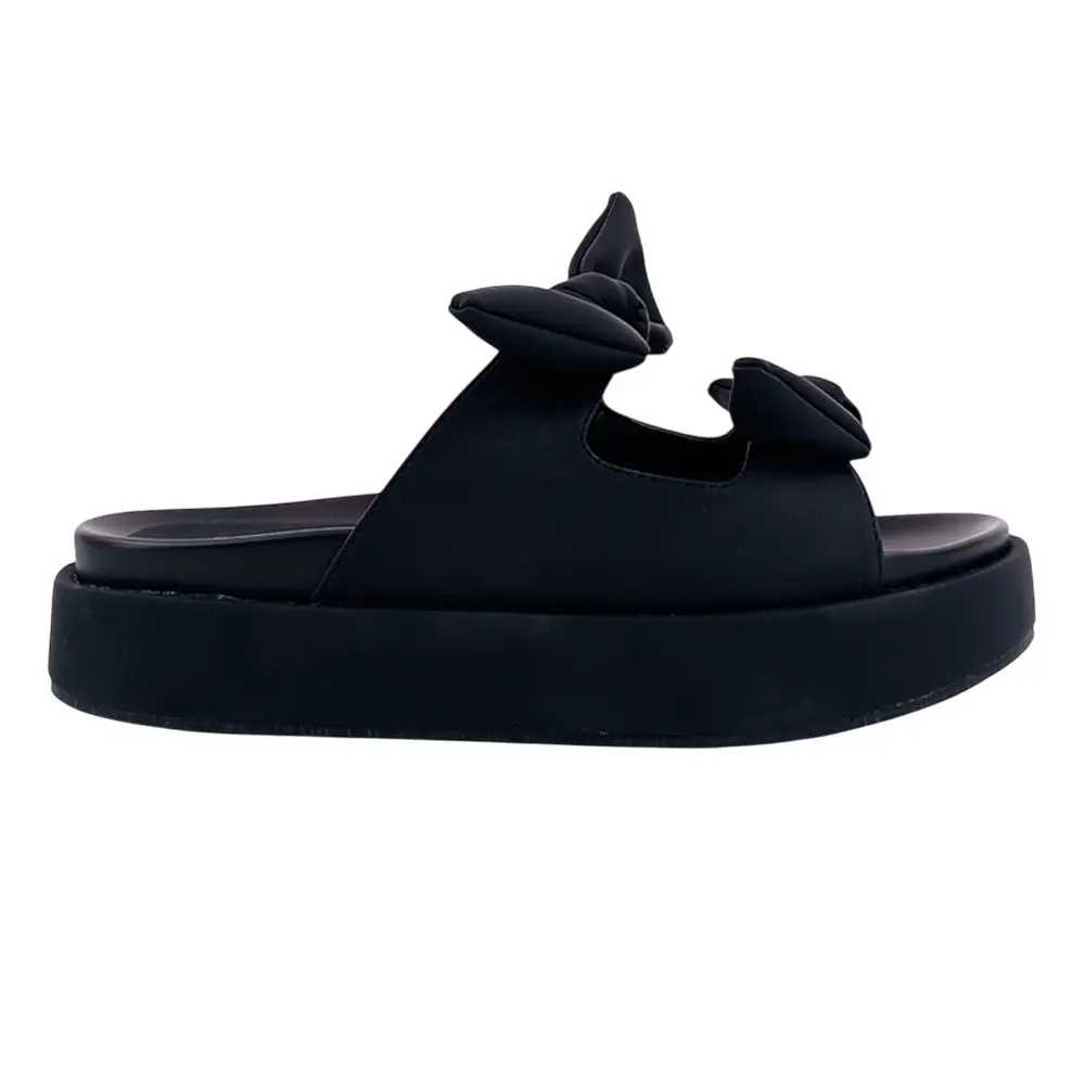 Shu Shop Womens Kiki Flat Platform Slide Casual Sandals Casual Low Heel 1-2" - Black