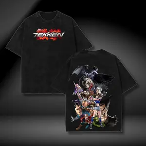 King of the Arena Retro Tee – Tekken-Inspired Washed Graphic Shirt, Oversized Fit for Arcade Gamecore & Combat Fans