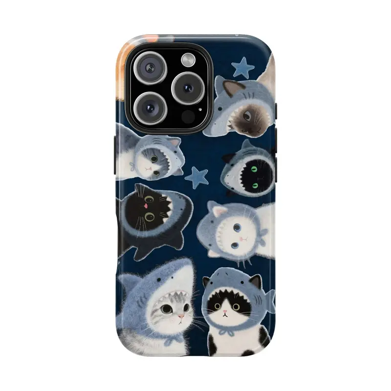 Cute Kawaii Kitty Faces Cellphone Case - Protective Casing for Multiple iPhone Models (17 Pro Max,16,15,14,13,12,11 Plus) - Dreamy Pastel Aesthetic Cover for Cat Lovers
