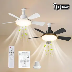 30W Socket Ceiling Fan Light,   LED Fan Light with With Remote Control，Pure Copper DC Motor,Frequency Conversion is More Energy-Saving,Quieter,Reversible,Stronger and Smoother Wind, Light Can be Adjusted Freely, Timer LED Ceiling Fan with Memory Function,
