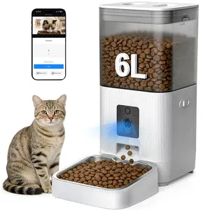 Electactic Automatic Pet Feeder with 2MP HD Camera & 6L Large Capacity – Smart WiFi APP Control, SD Card Slot, 10s Voice Recorder, Dual Power Backup, Anti-Jam & Detachable Easy-Clean Tank/Bowl, Timed Portion Control for Cats, Dogs, (Under 20kg)