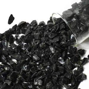 1 Lb Large Crushed Black Sea Glass Broken Irregular Granules for Vase Fillers Candle Holder Sand Pebbles Succulent Terrarium Aquarium Fish Turtle Tank Decorations