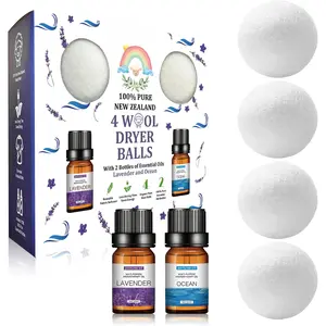 Dryer Balls w/Essential Oils Bundle - , , Handmade &  XL Size | ,  Fabric Softener |  & Lavender Oil, White