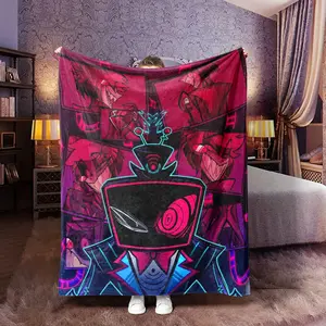 Cyberpunk Dark Cartoon Flannel Blanket, Soft Digital Print Throw, All-Season Warm Anti-Pilling, Ideal Gift