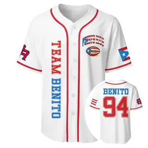 Team Benito 94 Puerto Rico Unisex Baseball Jersey – Casual Sportswear for Couples, 90s Vintage Style, for Sports & Outdoor Activities