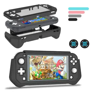 Z-CWA8 Protective Case for Nintendo Switch Lite, Full Protection Switch Lite Cover, TPU Shock-Absorption and Anti-Scratch for Nintendo Switch with Bult-in Screen Protector & Thumb Grip Caps, Black