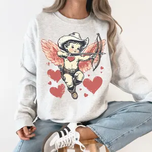 Cowboy Cupid, Retro Valentine's Day, Cute, Love Sweatshirt, Crew Neck, Women's, Crewneck, Valentine's Day, Love, Heart, Cupid