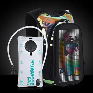 RaveBeetle Elytra AIR LED Hydration Backpack – Lightweight Festival Pack with 2L Water Bladder (Holographic Galaxy)