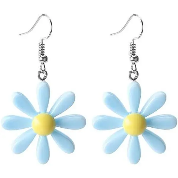 Daisy Flower Earrings for Women,  Yellow Dangle Earring,   Petals Hawaii  Earrings