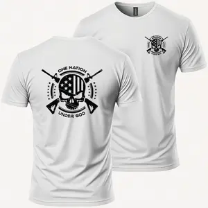 One Nation Under God Graphic T-Shirt -100% Combed Ringspun Cotton,Lightweight,Casual, Crew Neck, ScreenPrinted, Man Soft Tshirt